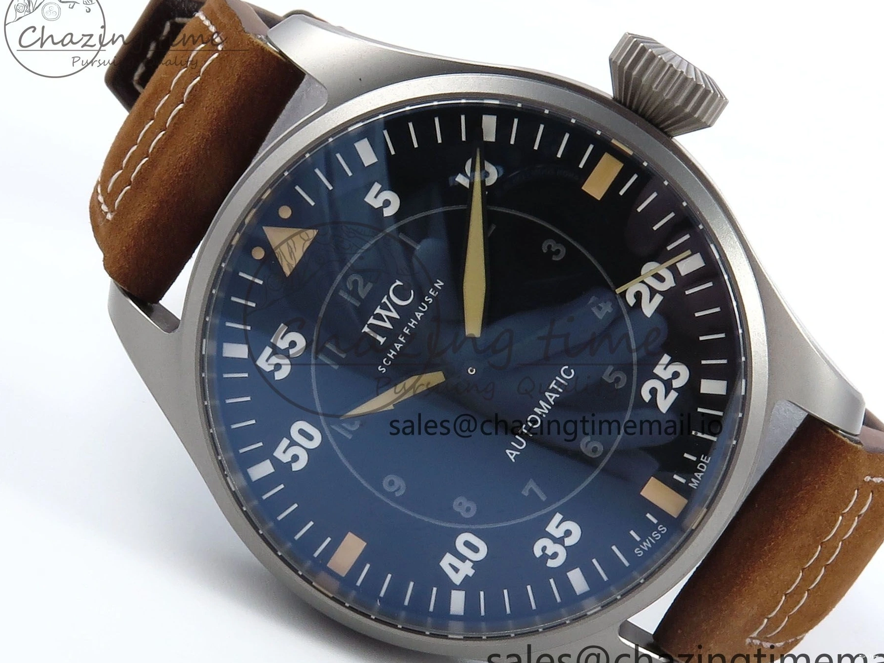 MIROTIME 0417 Big Pilot IW329701 M+F 1:1 Best Edition Black Dial on Brown Leather Strap MY RelaxedFit 7005